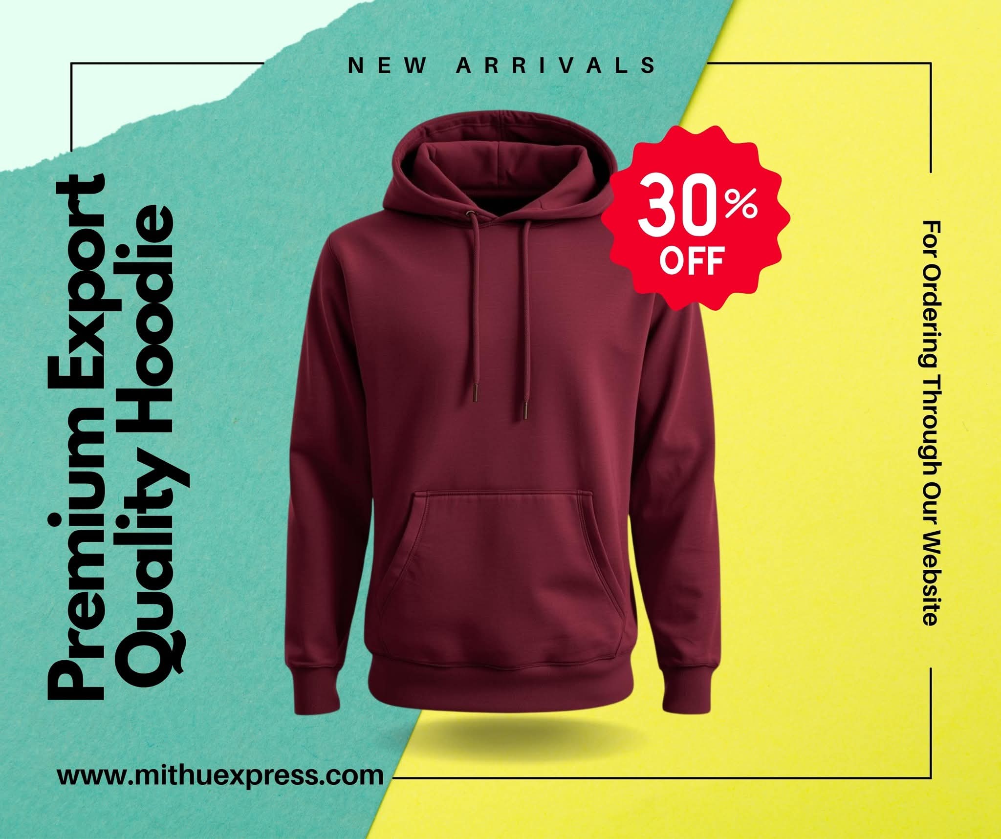 Maroon Color Premium Export Quality Hoodie