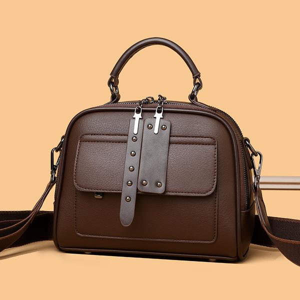 High end ladies' handbag multi-layer large capacity commuting bag(Coffee