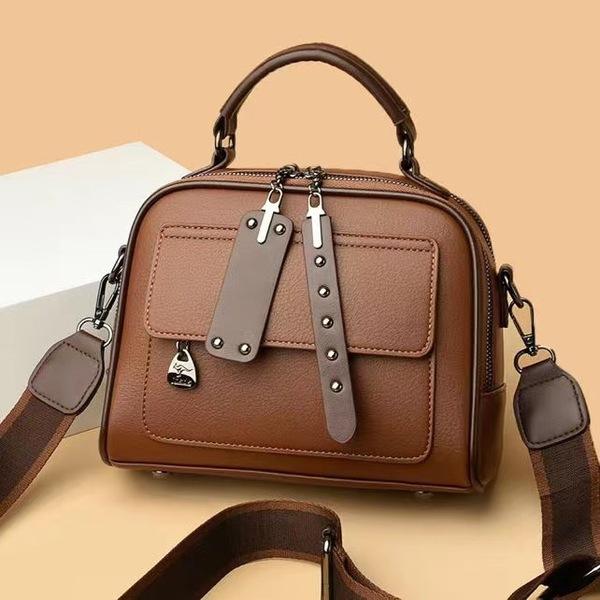 High end ladies' handbag multi-layer large capacity commuting bag(Coffee - Image 2